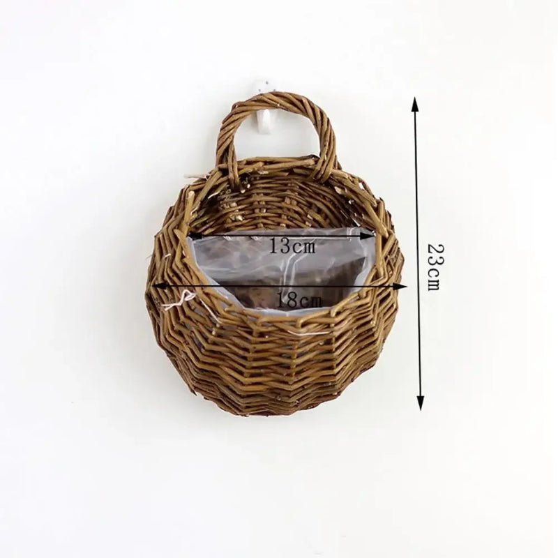 Charming Wicker Wall Hanging Flower Basket - Volaia