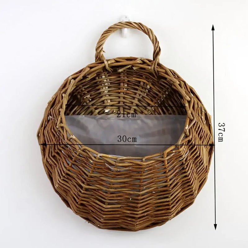 Charming Wicker Wall Hanging Flower Basket - Volaia