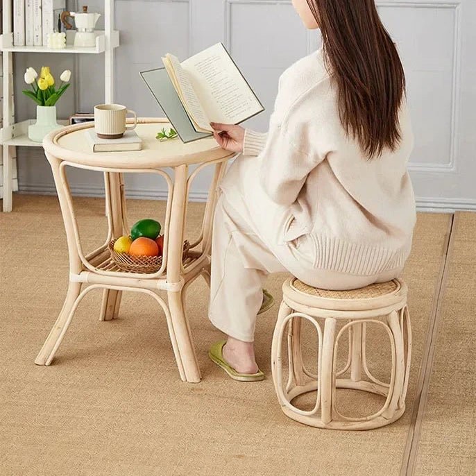 Creative Rattan Woven Circular Stool for Living Room - Volaia
