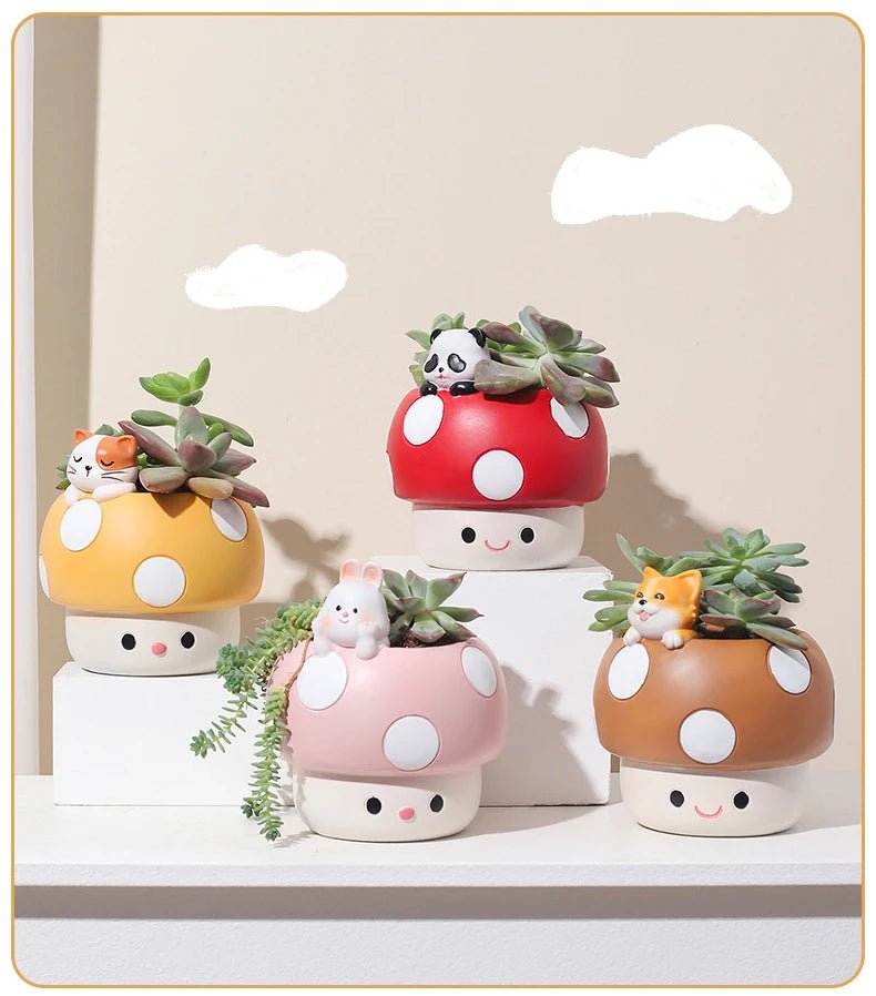 Cute Mushroom & Animal Desk Flower Pots - Volaia