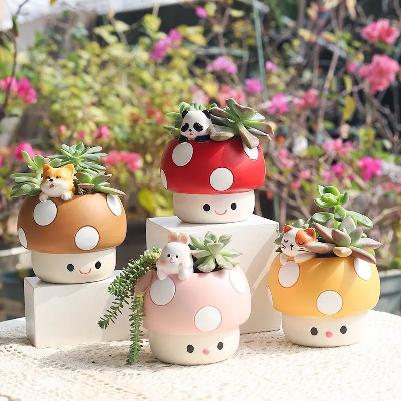Cute Mushroom & Animal Desk Flower Pots - Volaia