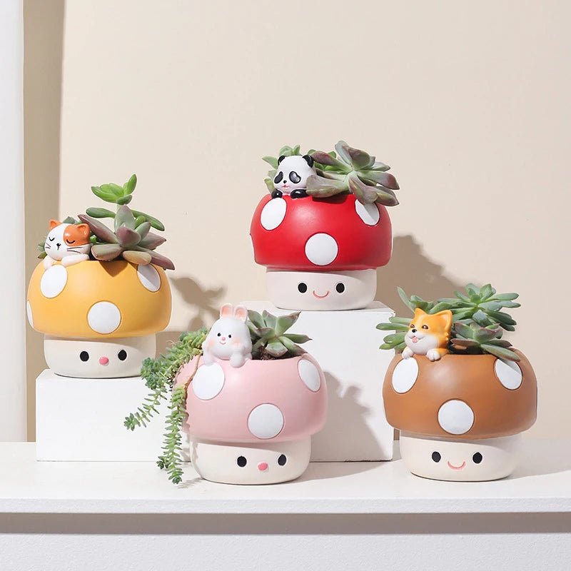 Cute Mushroom & Animal Desk Flower Pots - Volaia