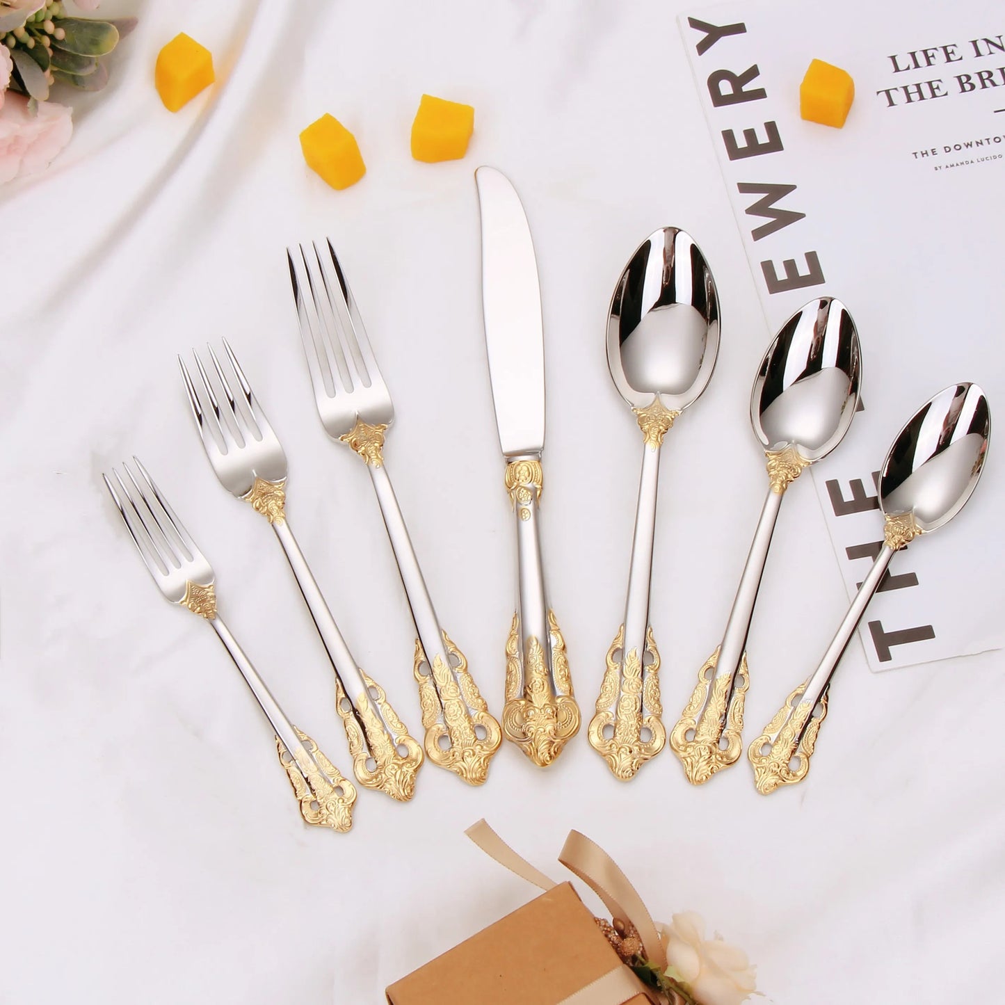 Elegant 24k Gold - Plated Vintage Cutlery Set for 6 - Volaia