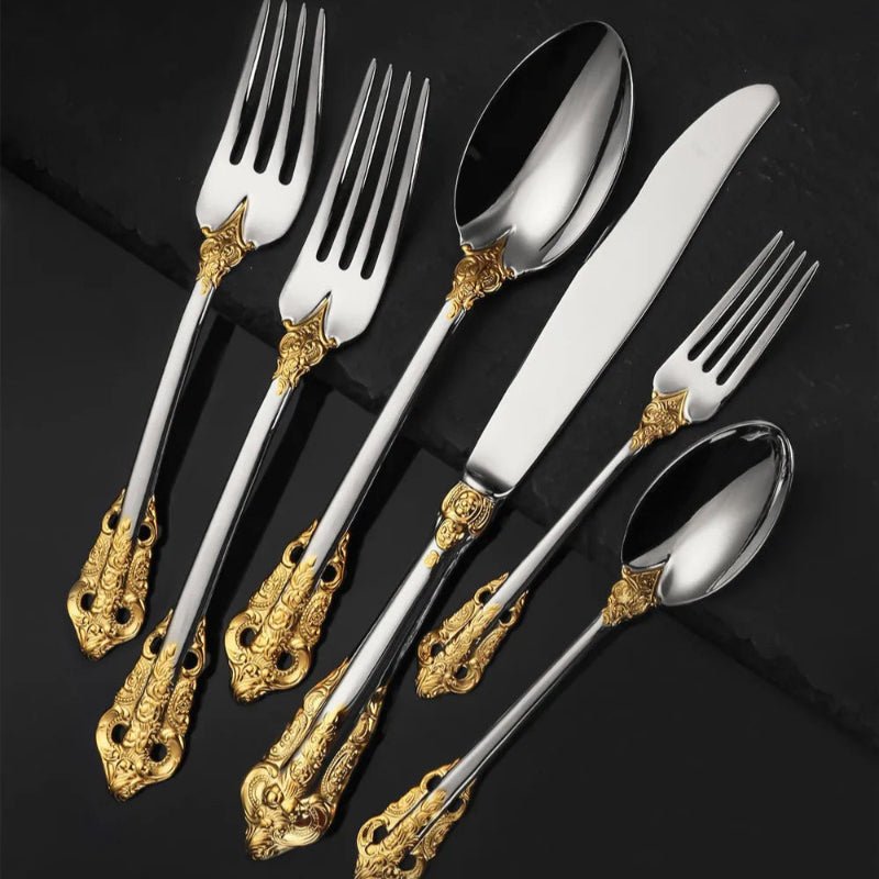 Elegant 24k Gold - Plated Vintage Cutlery Set for 6 - Volaia