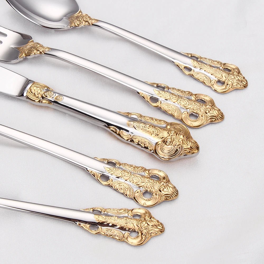 Elegant 24k Gold - Plated Vintage Cutlery Set for 6 - Volaia