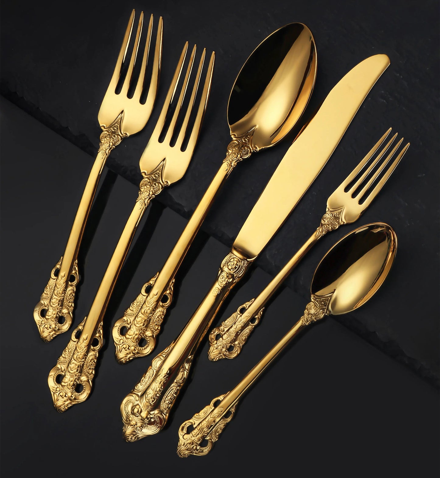 Elegant 24k Gold - Plated Vintage Cutlery Set for 6 - Volaia