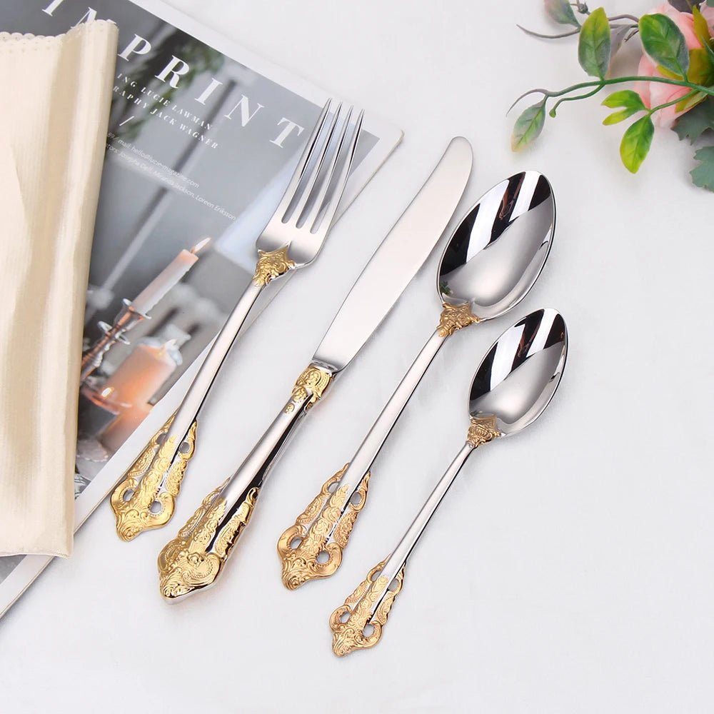 Elegant 24k Gold - Plated Vintage Cutlery Set for 6 - Volaia