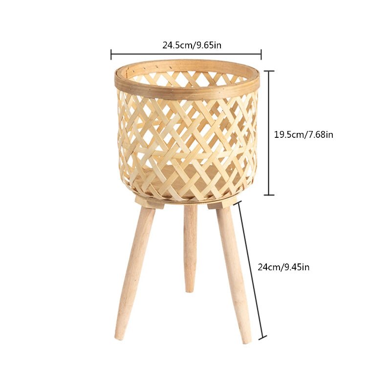 Elegant Bamboo Plant Stand with Wooden Legs - Volaia