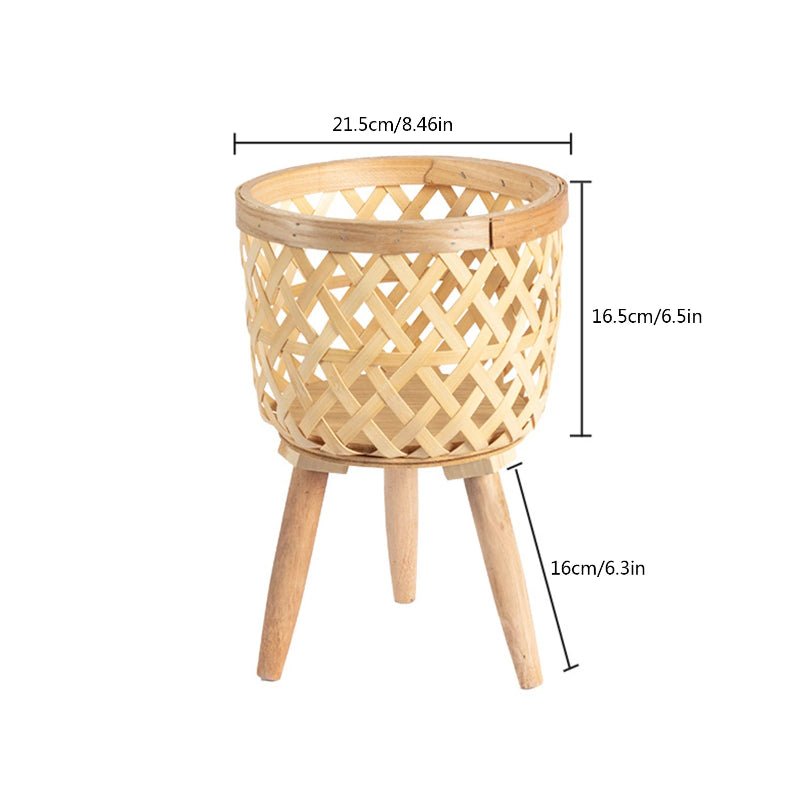 Elegant Bamboo Plant Stand with Wooden Legs - Volaia