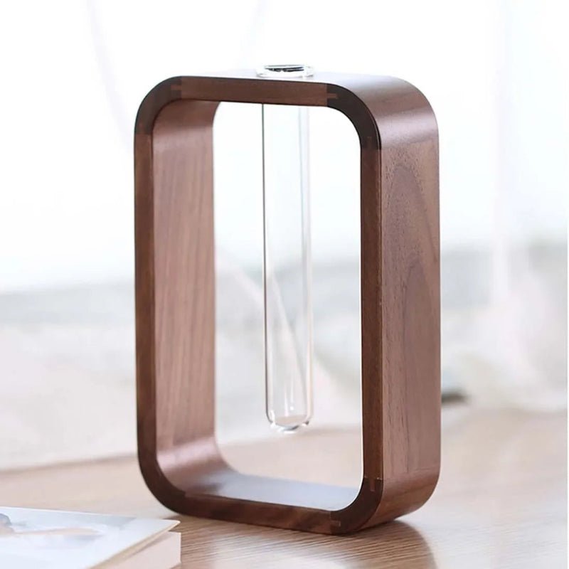 Elegant Black Walnut Test Tube Vase for Tabletop Decor - Volaia