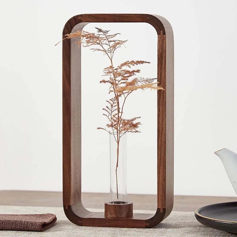 Elegant Black Walnut Test Tube Vase for Tabletop Decor - Volaia