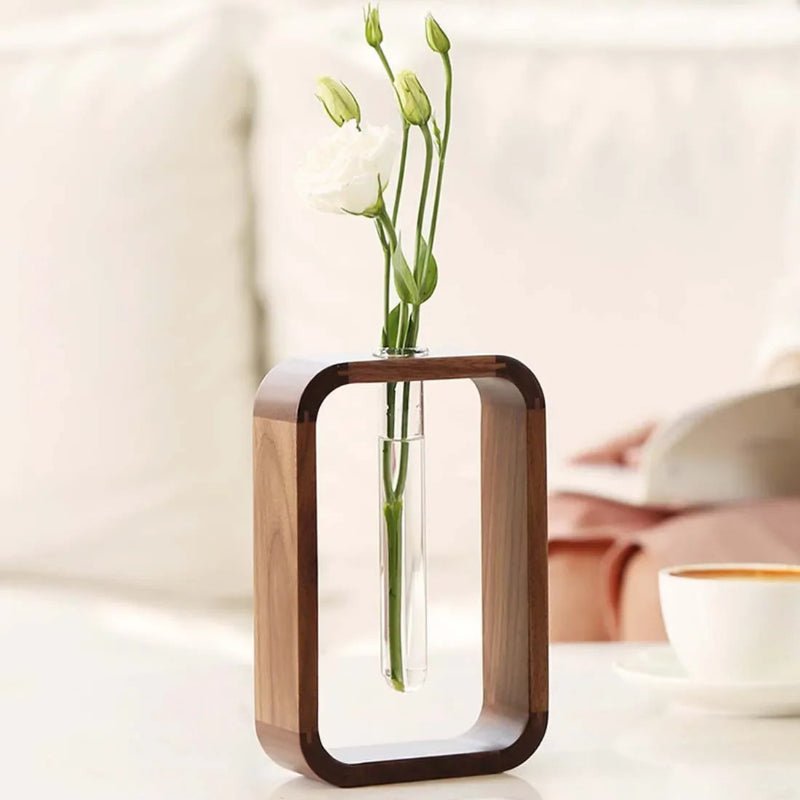 Elegant Black Walnut Test Tube Vase for Tabletop Decor - Volaia