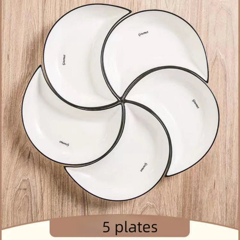 Elegant Ceramic Moon Plate Set - 5 - Piece Dining Delight - Volaia