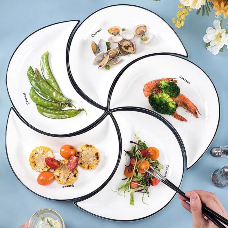 Elegant Ceramic Moon Plate Set - 5 - Piece Dining Delight - Volaia