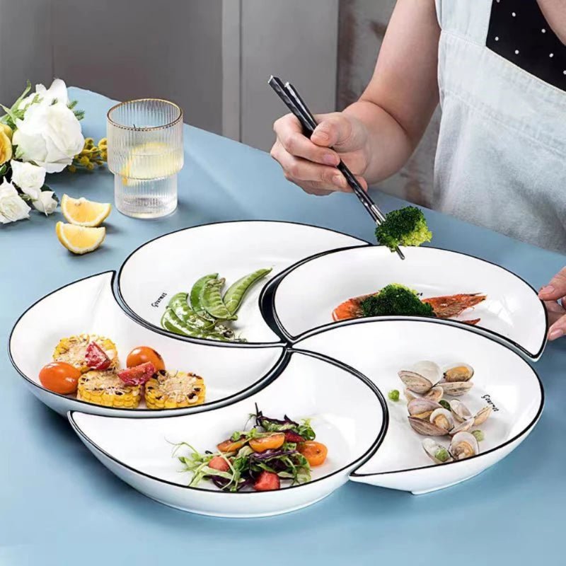 Elegant Ceramic Moon Plate Set - 5 - Piece Dining Delight - Volaia