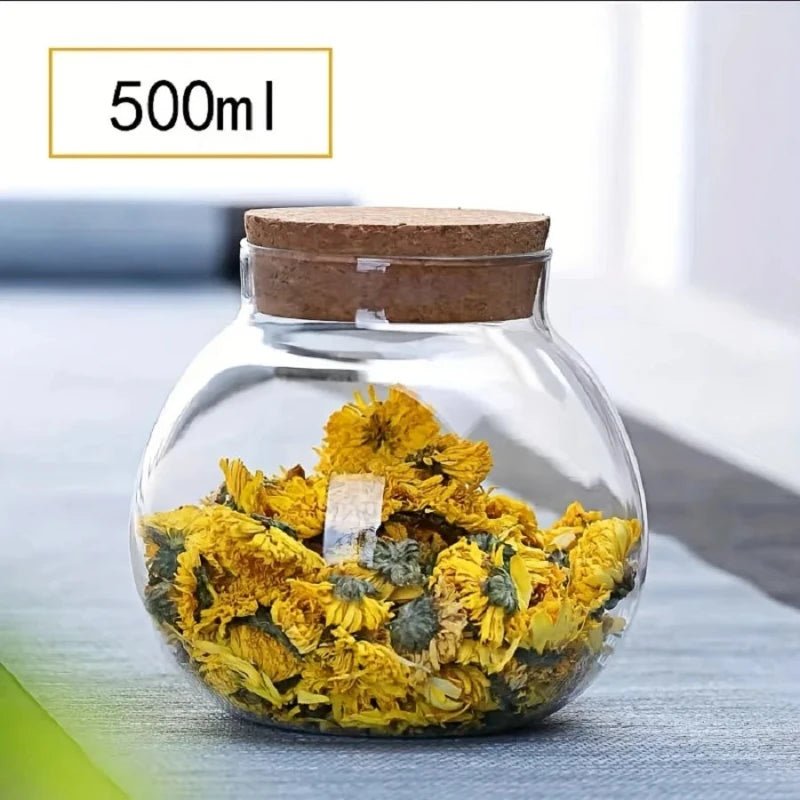 Elegant Cork Glass Storage Jar - 500ML Kitchen Organizer - Volaia