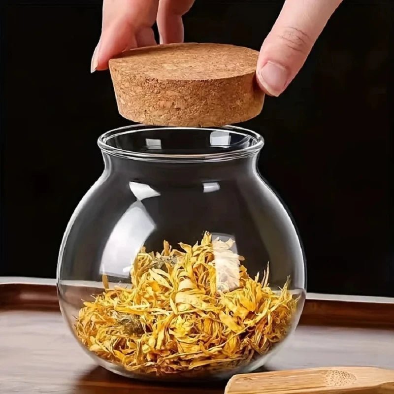 Elegant Cork Glass Storage Jar - 500ML Kitchen Organizer - Volaia