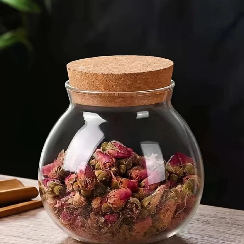 Elegant Cork Glass Storage Jar - 500ML Kitchen Organizer - Volaia