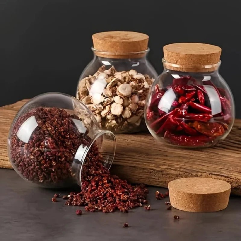 Elegant Cork Glass Storage Jar - 500ML Kitchen Organizer - Volaia