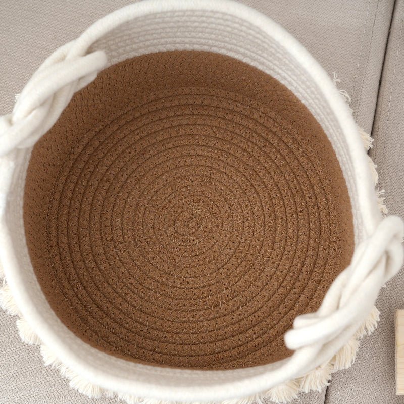Elegant Cotton Rope Storage Basket with Tassels - Volaia