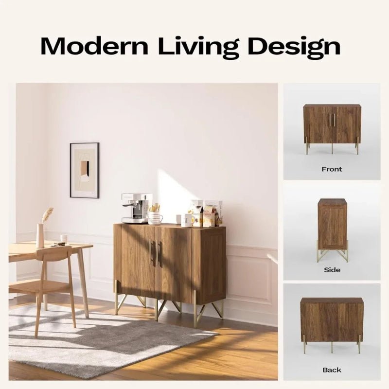 Elegant Dark Walnut Sideboard with Ample Storage - Volaia