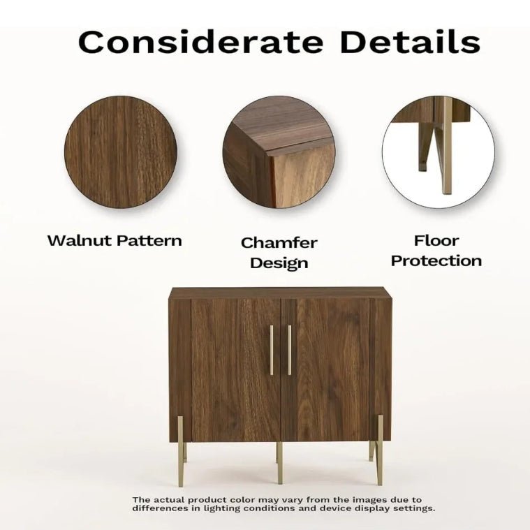 Elegant Dark Walnut Sideboard with Ample Storage - Volaia
