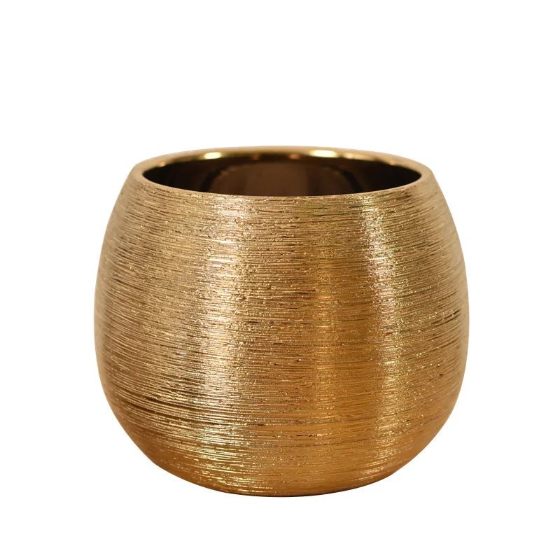 Elegant Gold - Plated Ceramic Succulent Vase - Volaia