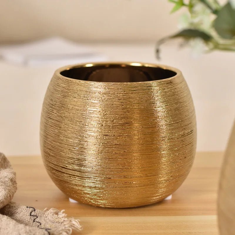 Elegant Gold - Plated Ceramic Succulent Vase - Volaia