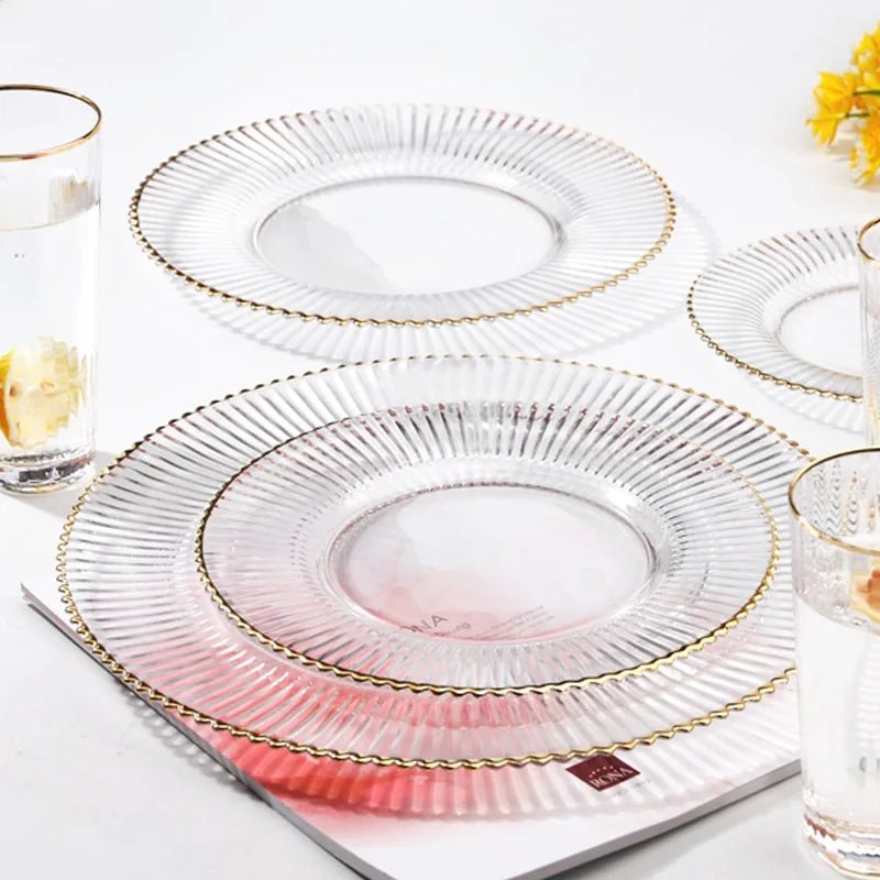 Elegant Gold - Rimmed European Glass Dish Set - Volaia