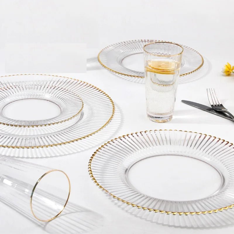 Elegant Gold - Rimmed European Glass Dish Set - Volaia
