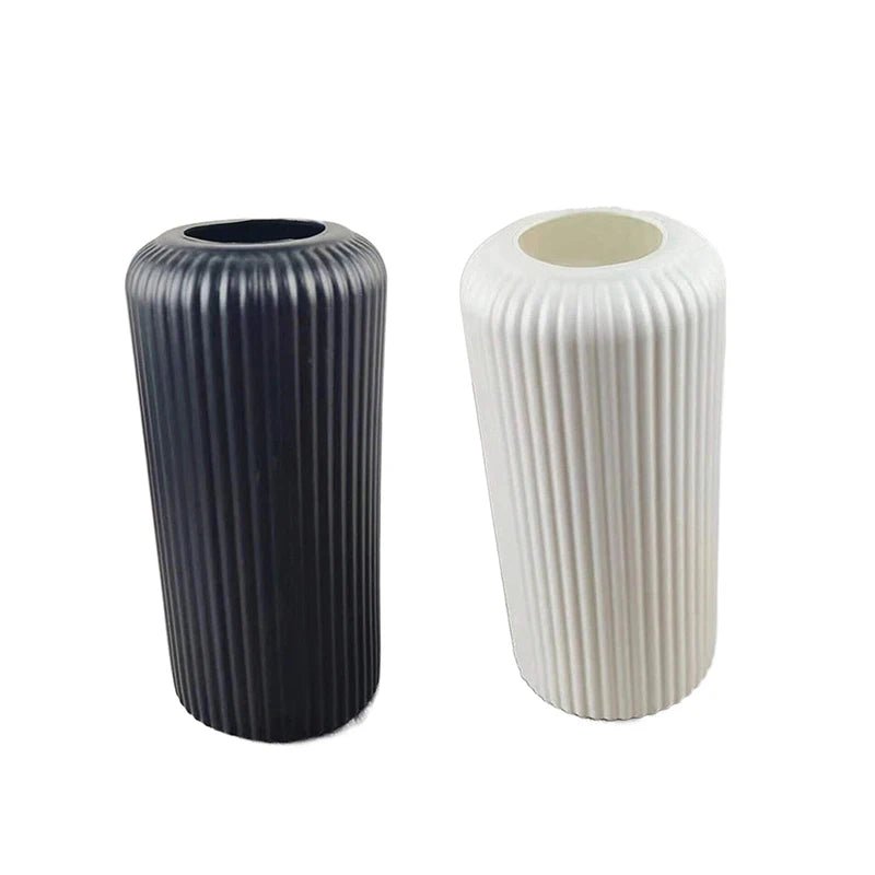 Elegant Striped Plastic Vase for Floral Arrangements - Volaia