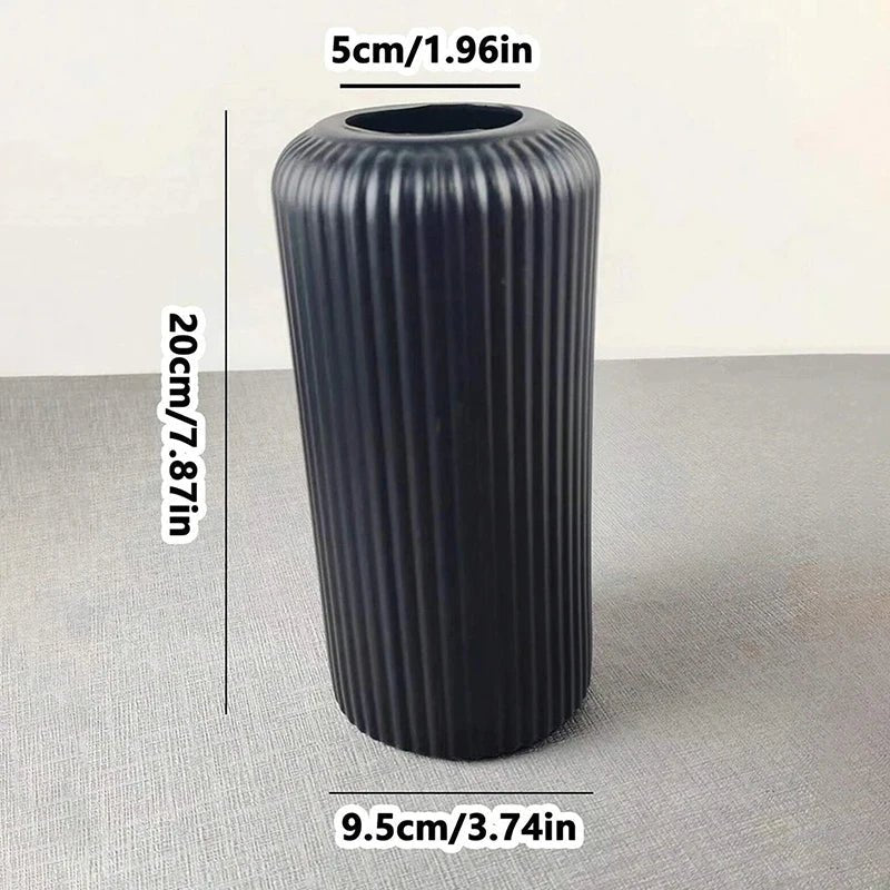 Elegant Striped Plastic Vase for Floral Arrangements - Volaia