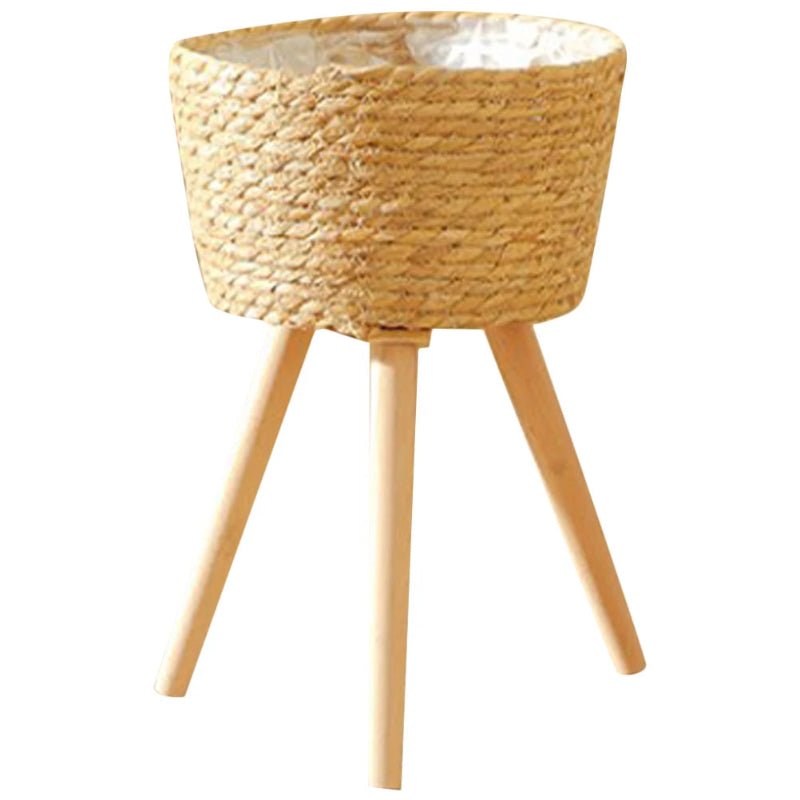 Elegant Wood Woven Plant Pot with Standing Legs - Volaia