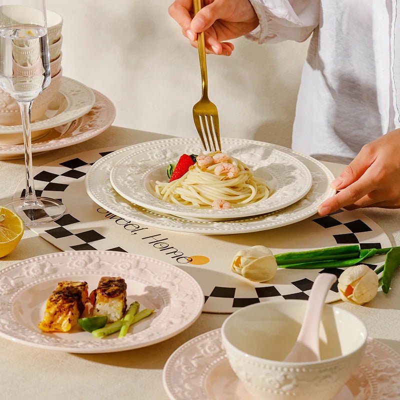 French Embossed Ceramic Bowls – Elegant Dinnerware - Volaia