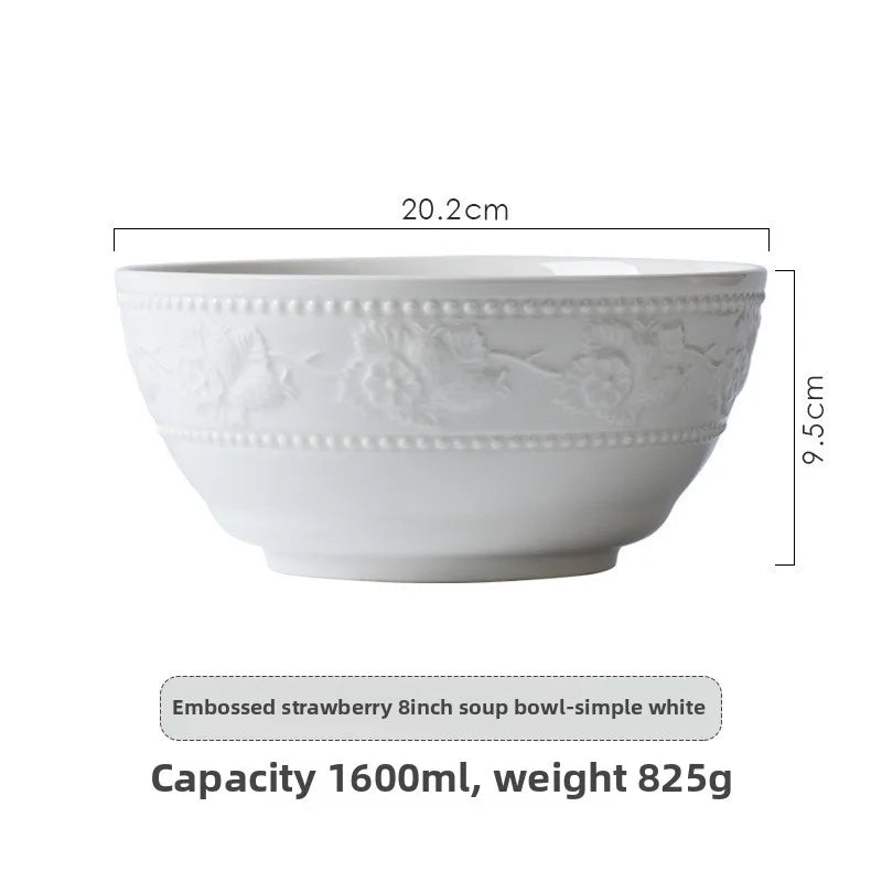 French Embossed Ceramic Bowls – Elegant Dinnerware - Volaia
