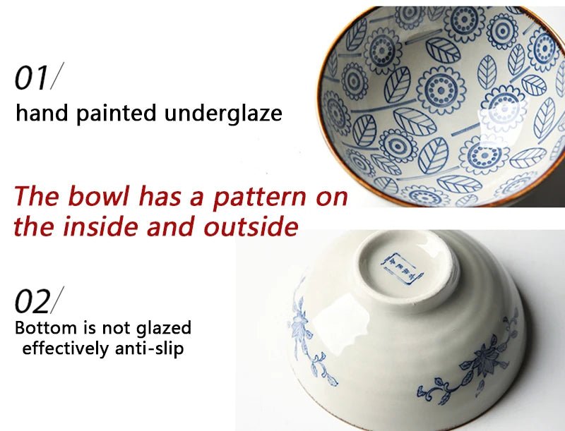 Hand - Painted Ceramic Noodle Bowls Set - Volaia