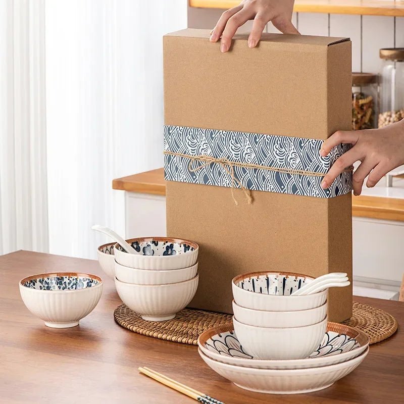 Hand - Painted Ceramic Noodle Bowls Set - Volaia