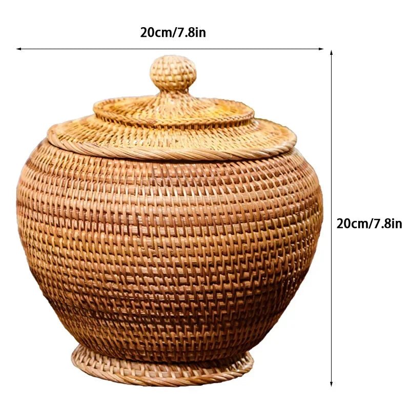 Handcrafted Rattan Storage Boxes with Lids - Volaia