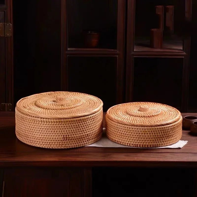 Handcrafted Rattan Storage Boxes with Lids - Volaia