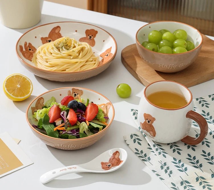 Lovely Bear Dish Set: Plate, Bowl & Mug - Volaia