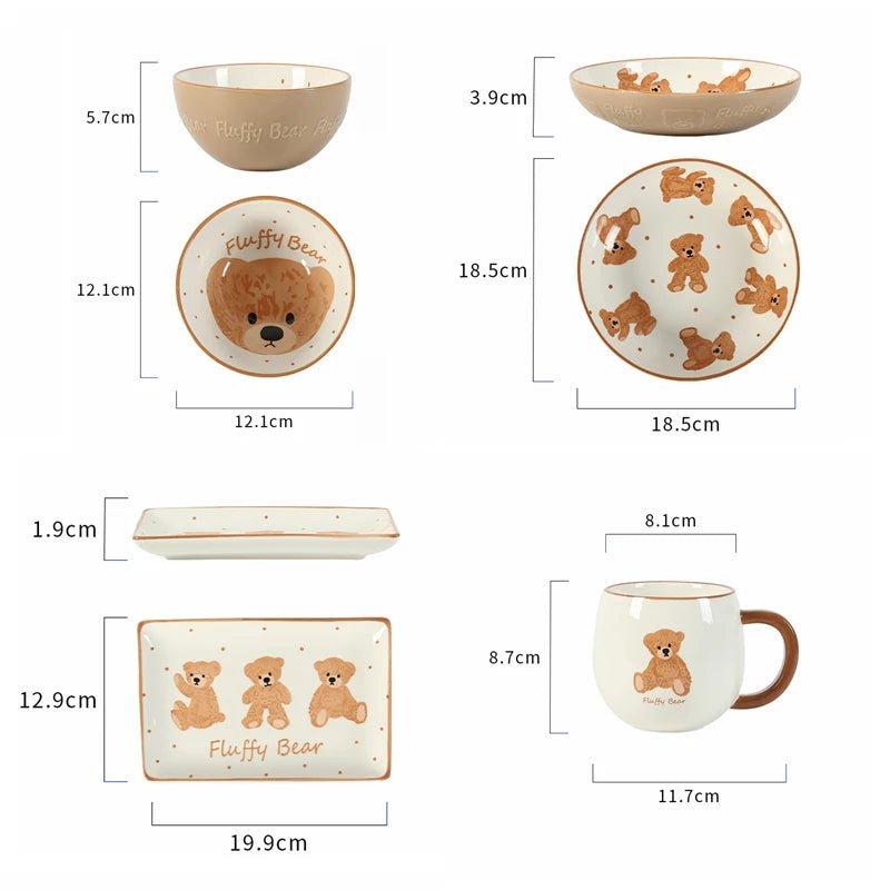 Lovely Bear Dish Set: Plate, Bowl & Mug - Volaia