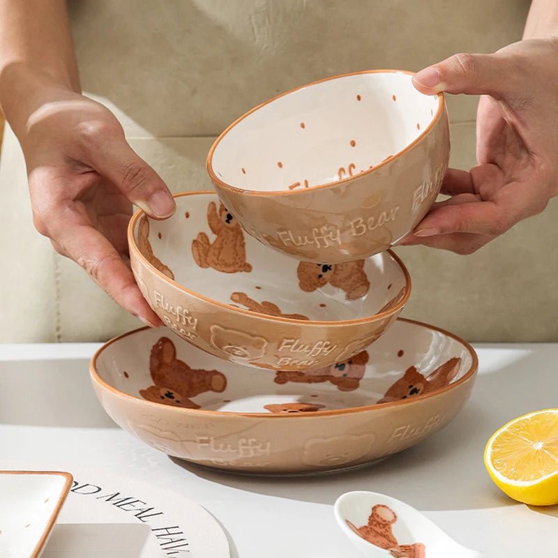 Lovely Bear Dish Set: Plate, Bowl & Mug - Volaia