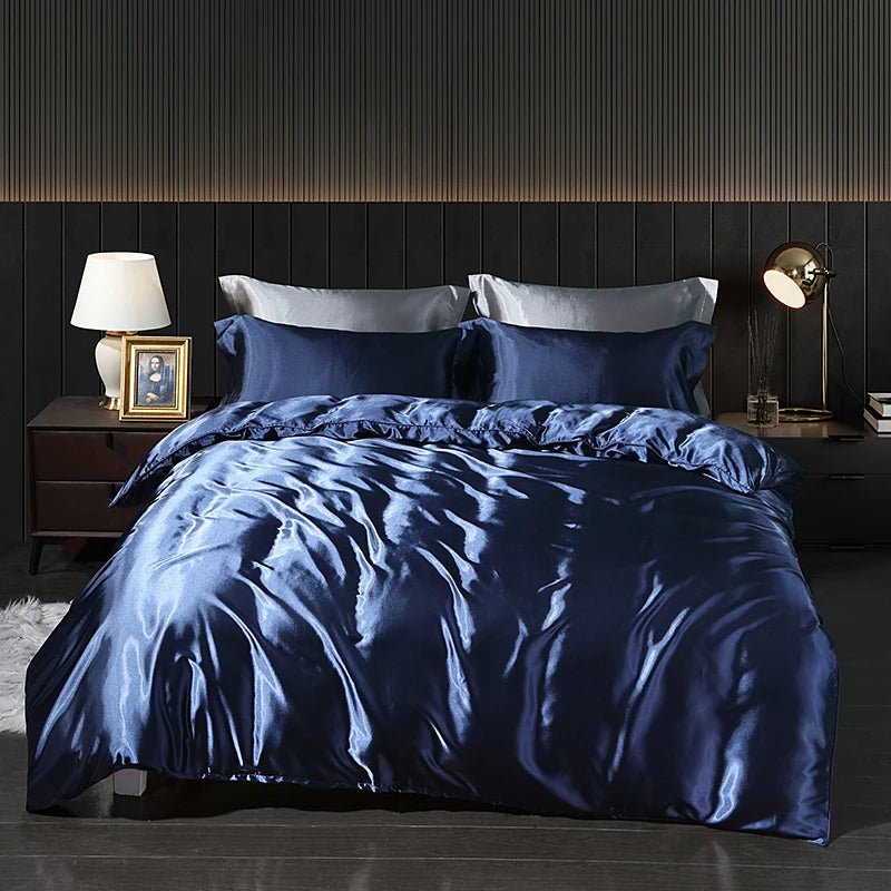 Luxury Satin Bed Set with Fitted Sheet and Duvet Cover - Volaia