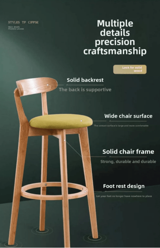 Modern Wooden Bar Stool for Office & Dining - Volaia