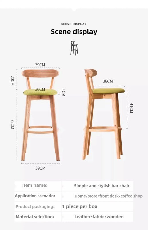 Modern Wooden Bar Stool for Office & Dining - Volaia