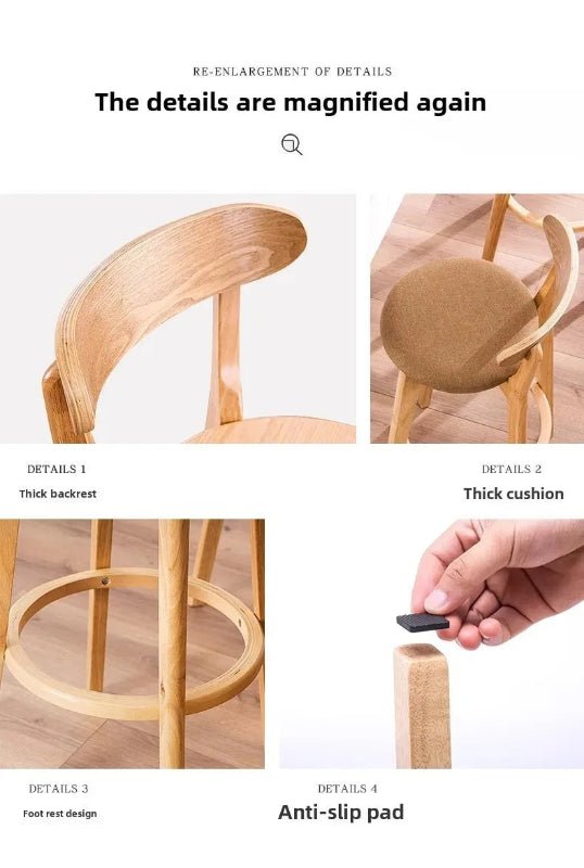 Modern Wooden Bar Stool for Office & Dining - Volaia