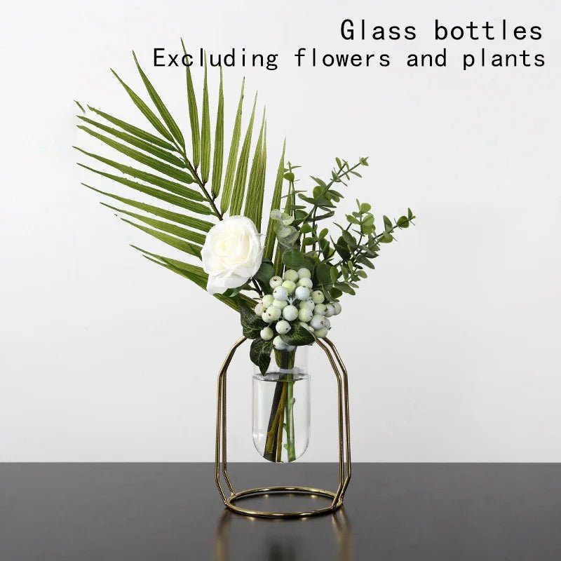 Nordic Gold Geometric Iron Art Hydroponic Vase - Volaia