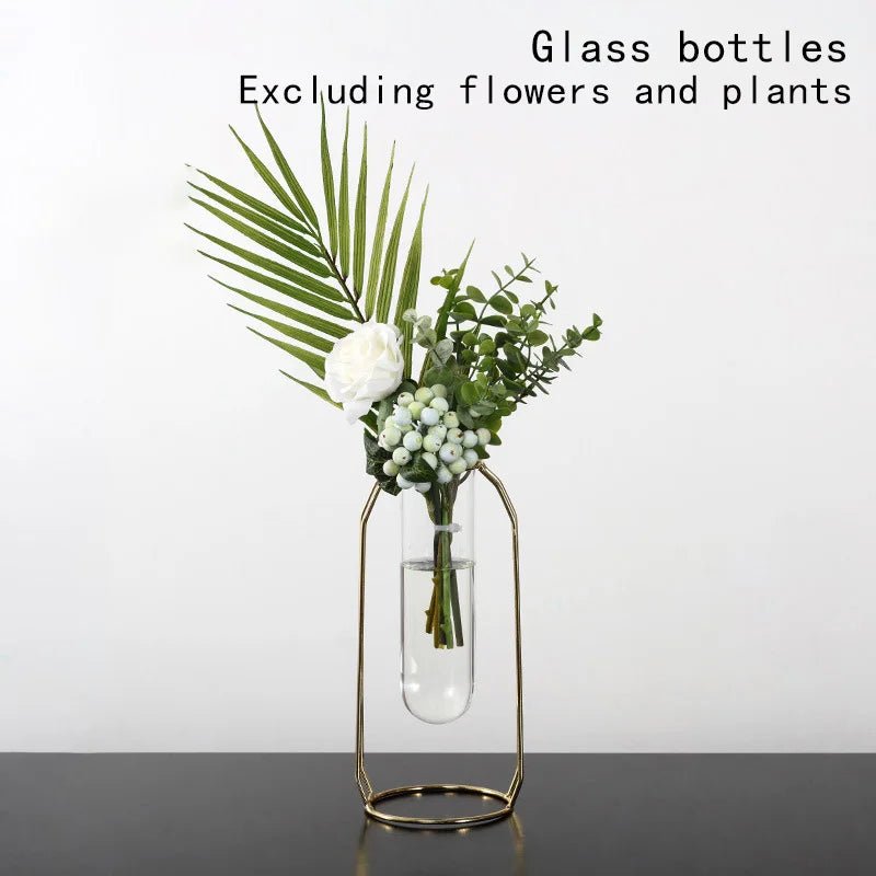 Nordic Gold Geometric Iron Art Hydroponic Vase - Volaia