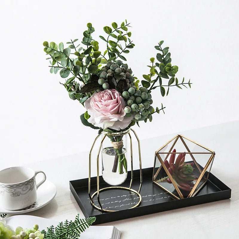 Nordic Gold Geometric Iron Art Hydroponic Vase - Volaia