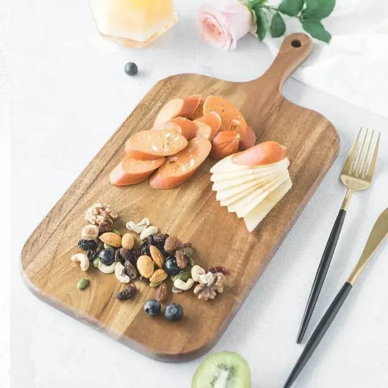 Premium Wooden Charcuterie and Cheese Board with Handle - Volaia